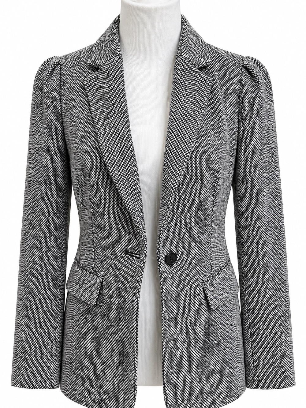 a new day Black and White Tweed Single-Button Blazer